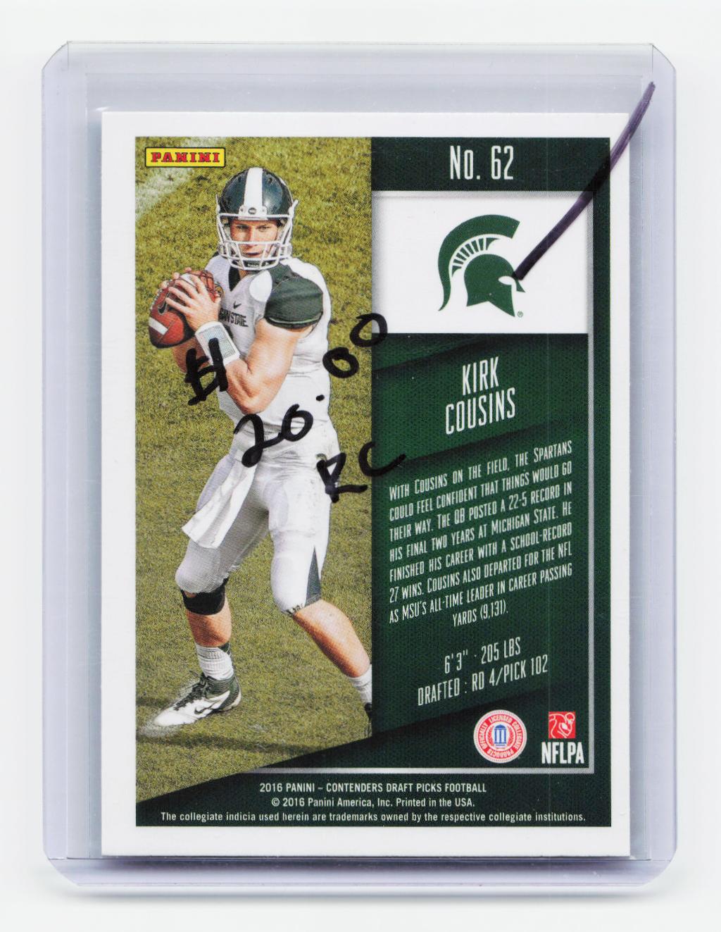 2016 Panini Contenders Draft Picks #62 Kirk Cousins