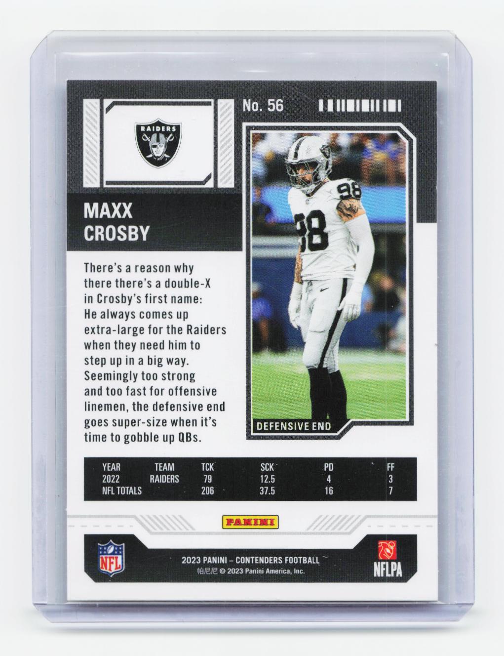 2023 Panini Contenders #56 Maxx Crosby Game Ticket Bronze