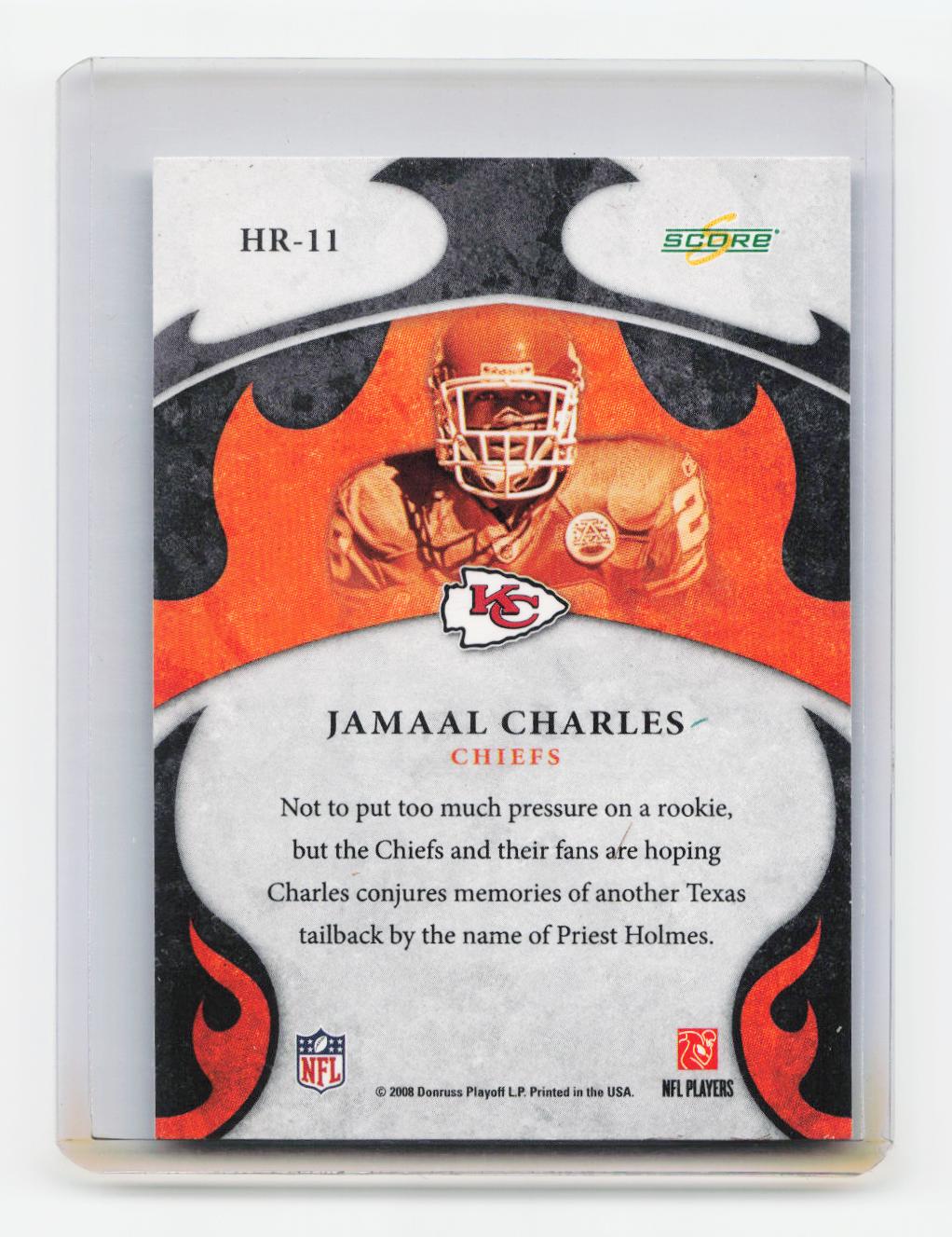 2008 Score #HR-11 Jamaal Charles Hot Rookies