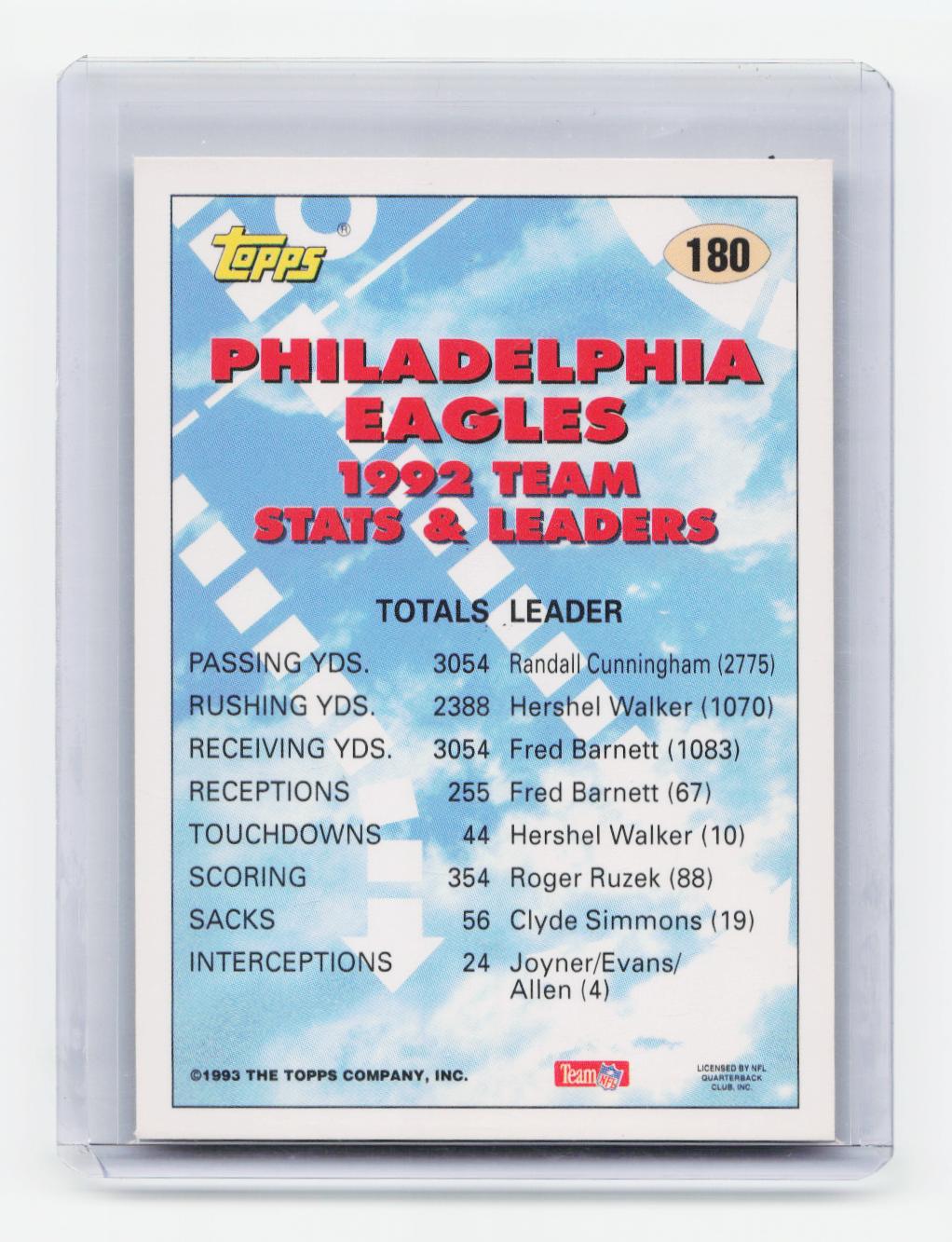 1993 Topps #180 Randall Cunningham Gold
