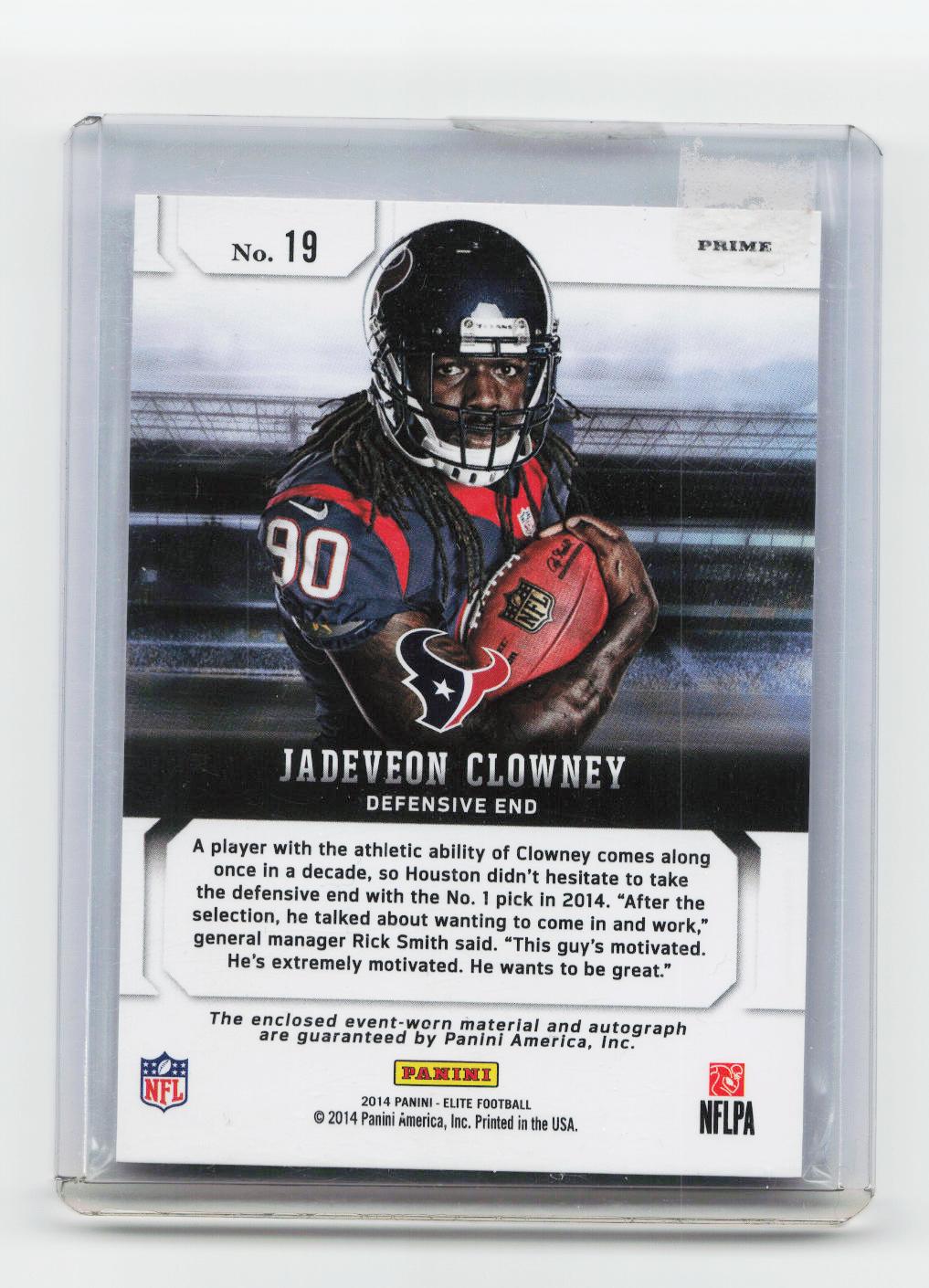 2014 Panini Elite #19 Jadeveon Clowney New Breed Prime Signatures #/25