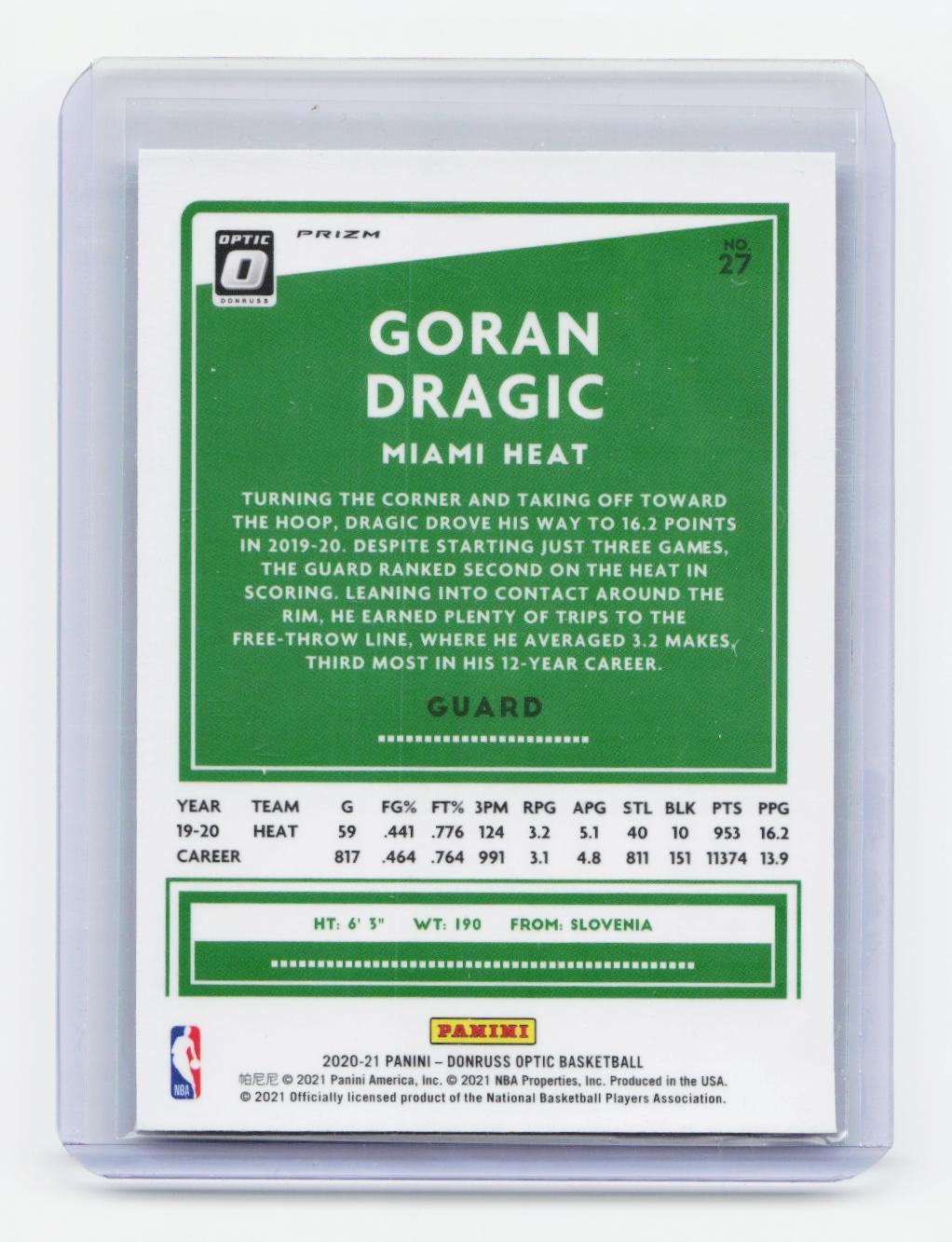 2020-21 Donruss Optic #27 Goran Dragic Holo