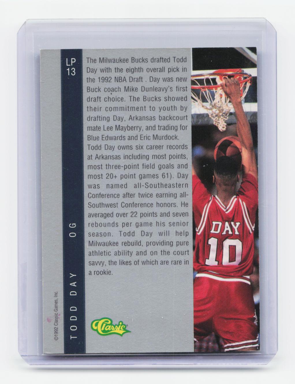 1992 Classic Four Sport #LP13 Todd Day Limited Prints