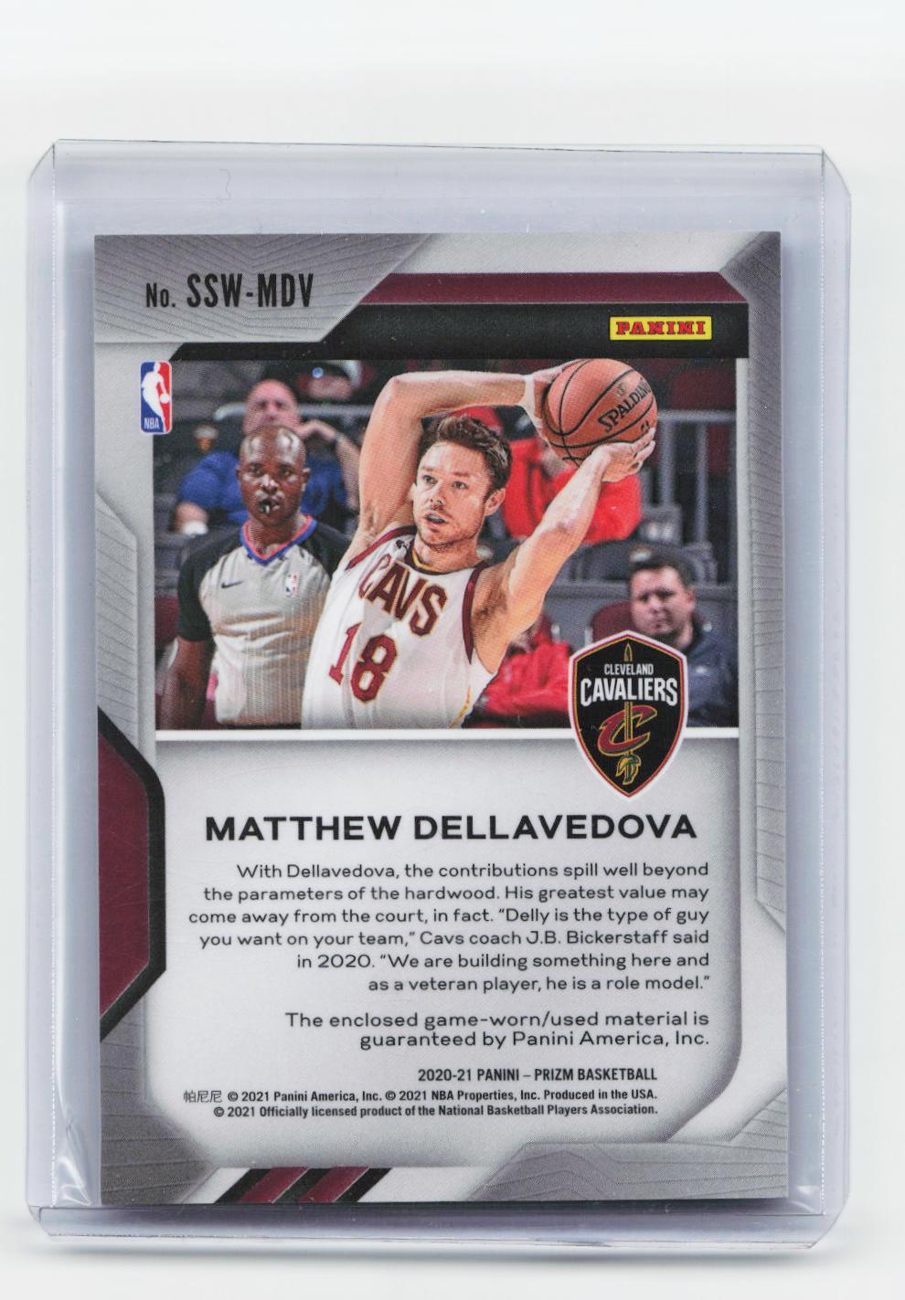 2020-21 Panini Prizm #SSW-MDV Matthew Dellavedova Sensational Swatches