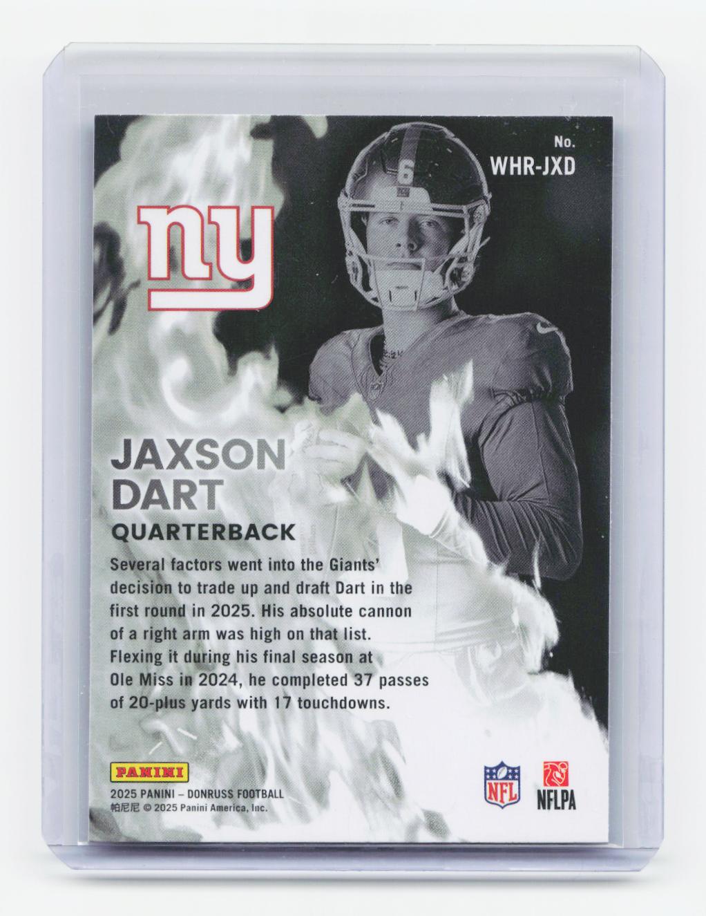 2025 Donruss #WHR-JXD Jaxson Dart White Hot Rookies