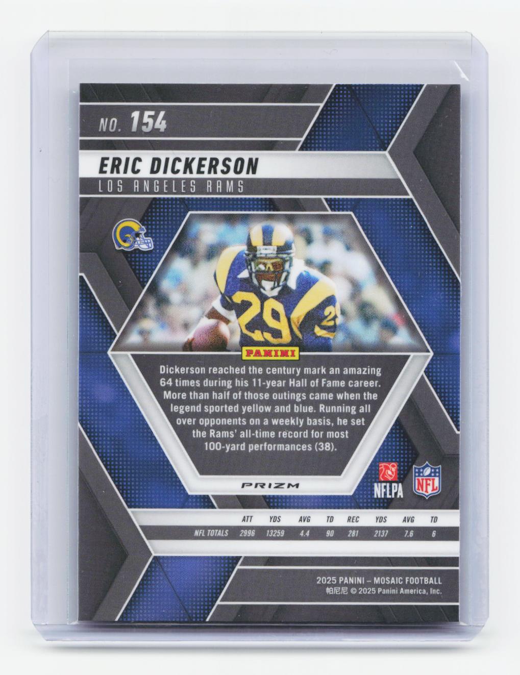 2025 Panini Mosaic #154 Eric Dickerson Mosaic Reactive Purple
