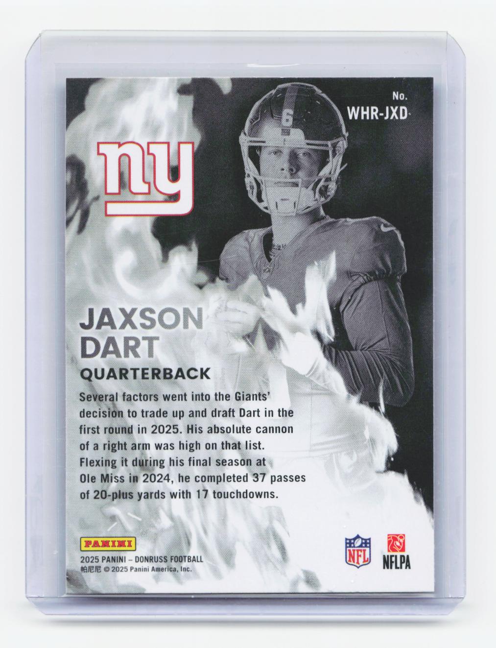 2025 Donruss #WHR-JXD Jaxson Dart White Hot Rookies
