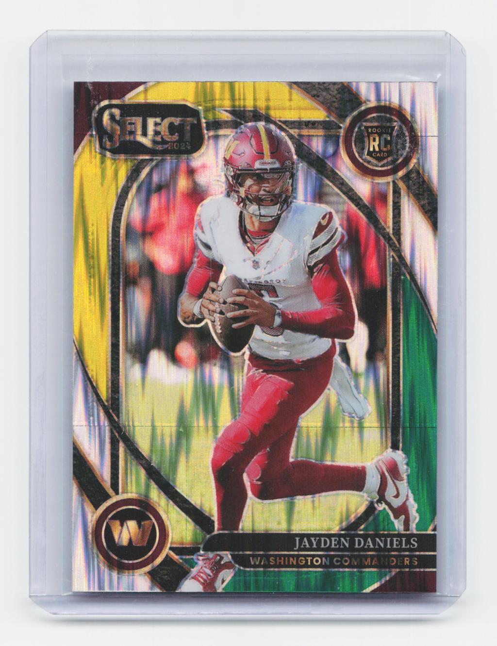 2024 Panini Select #217 Jayden Daniels Green & Yellow Prizm Shock