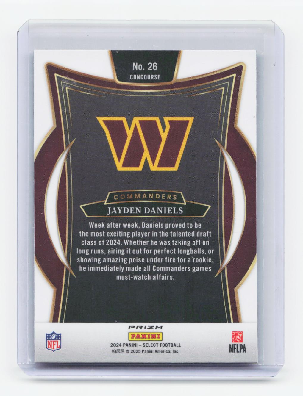 2024 Panini Select #26 Jayden Daniels Black & Red Prizm Shock