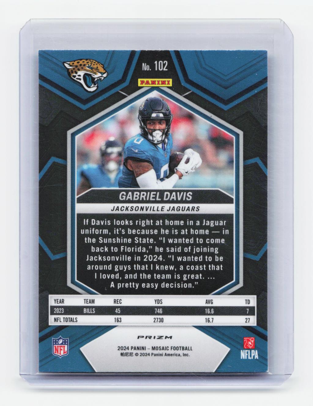2024 Panini Mosaic #102 Gabriel Davis Mosaic
