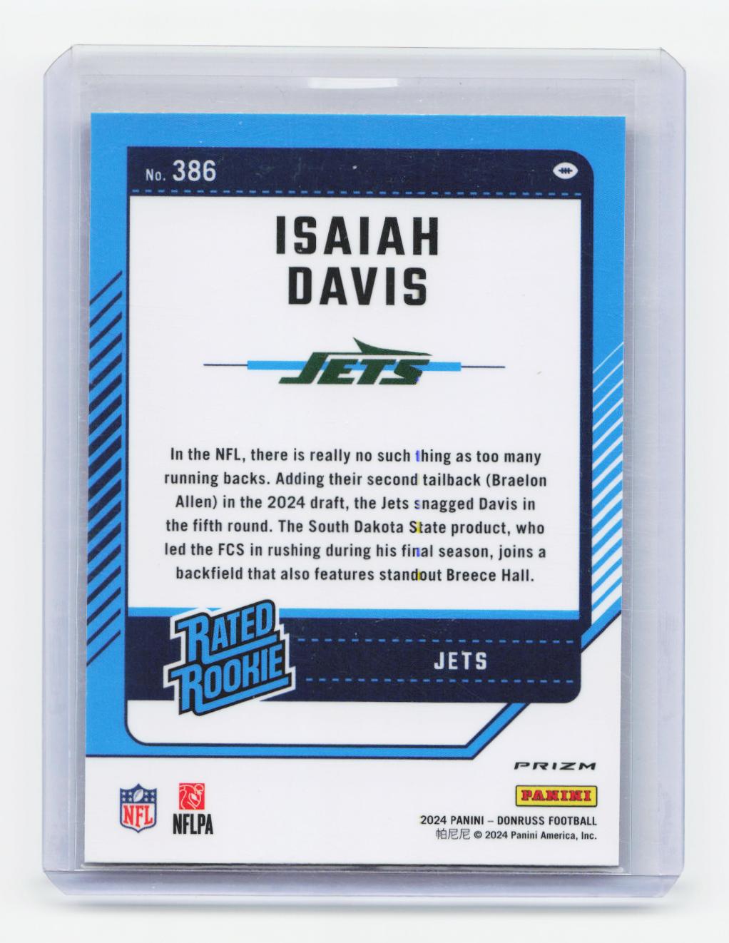 2024 Donruss #386 Isaiah Davis Optic Rated Rookies Preview Red and Green
