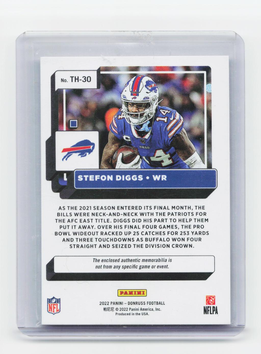 2022 Donruss #TH-30 Stefon Diggs Donruss Threads