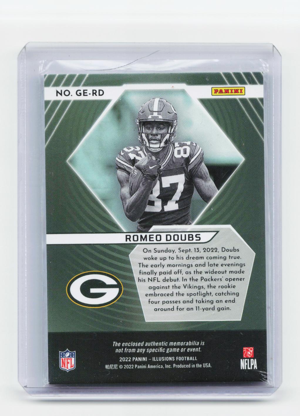 2022 Panini Illusions #GE-RD Romeo Doubs Great Expectations