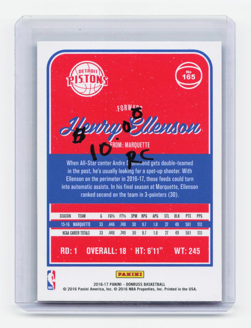 2016-17 Donruss #165 Henry Ellenson