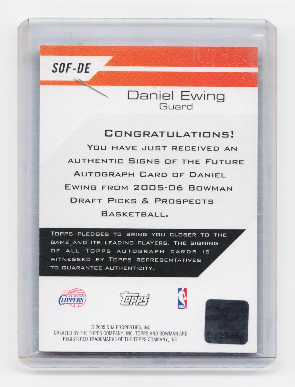 2005-06 Bowman #SOF-DE Daniel Ewing Signs of the Future