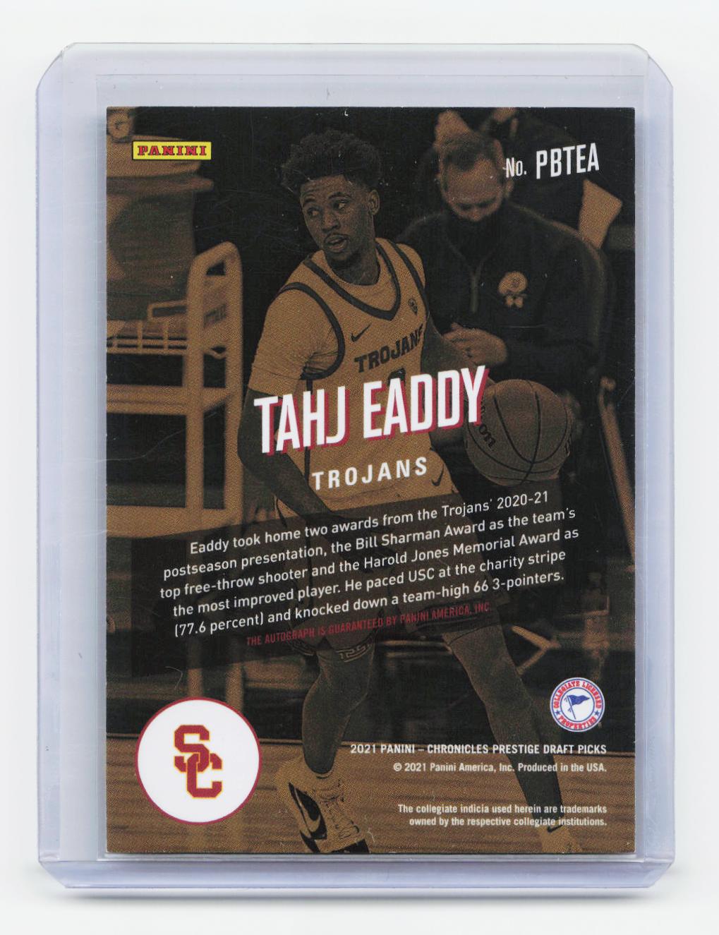 2021 Chronicles Draft Picks #PBTEA Tahj Eaddy Prestige Bonus Shots Signatures