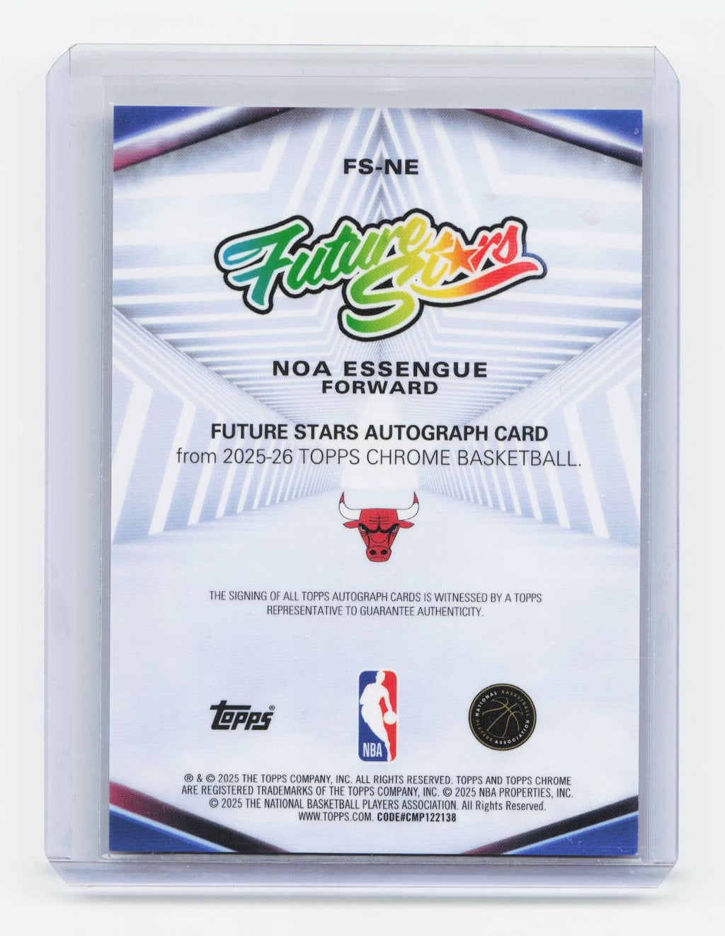 2025-26 Topps Chrome #FS-NE Noa Essengue Future Stars Autographs Orange /25