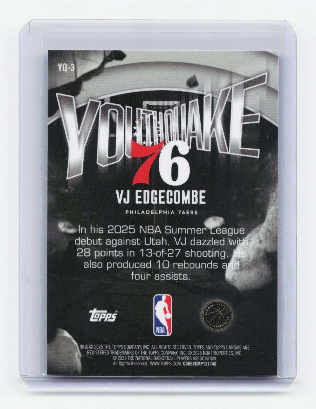 2025-26 Topps Chrome #YQ-3 VJ Edgecombe Youthquake