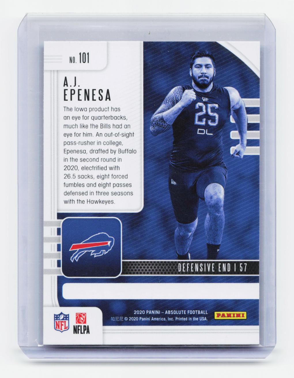 2020 Panini Absolute #101 A.J. Epenesa Red
