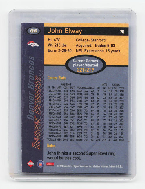 1998 Collector's Edge First Place #70 John Elway