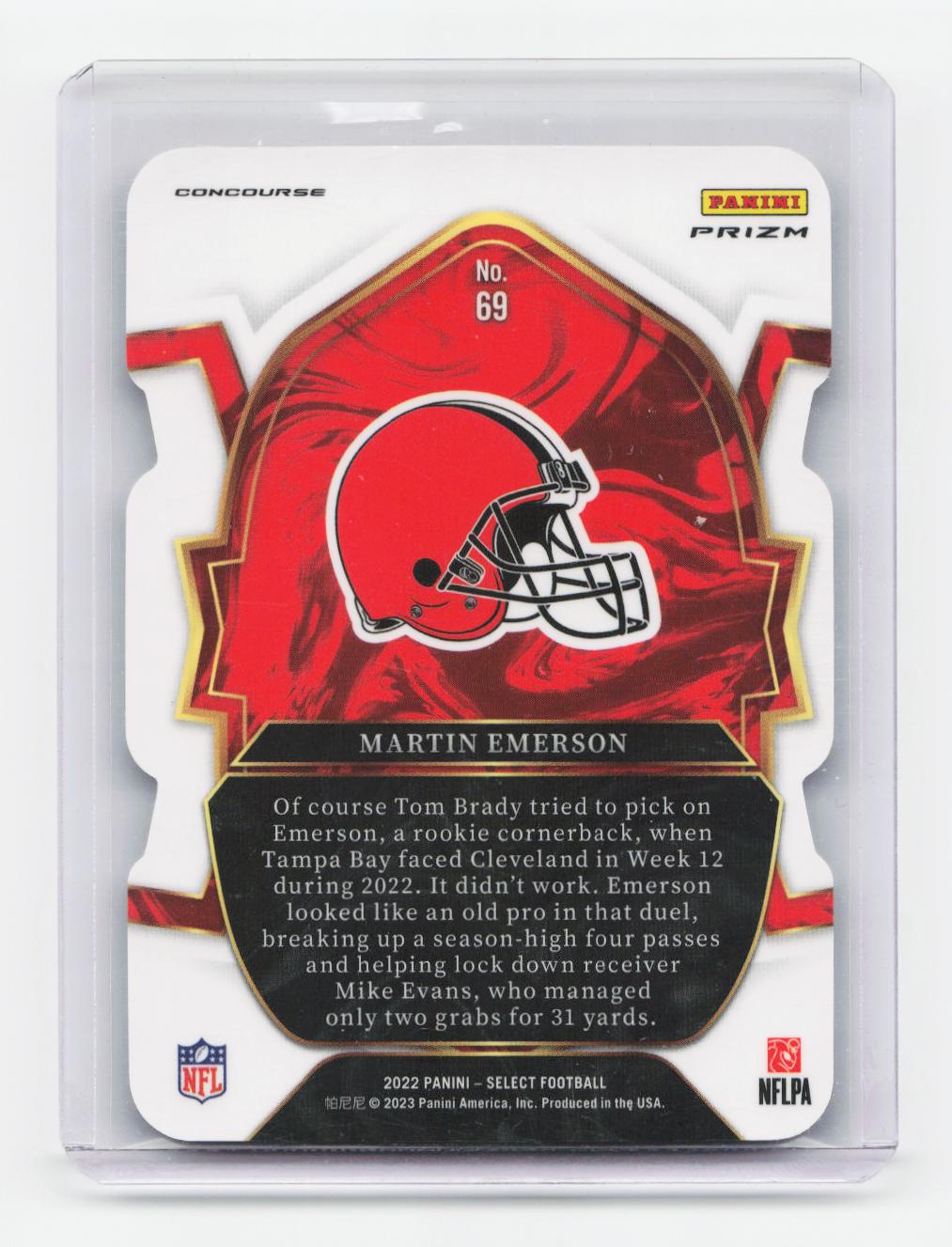 2022 Panini Select #69 Martin Emerson Silver Prizm Die Cut