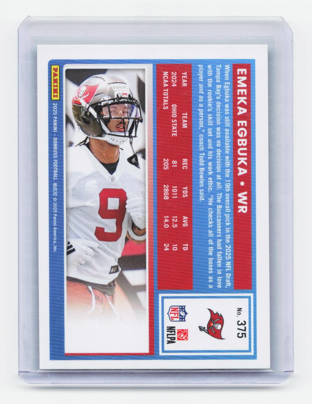 2025 Donruss #375 Emeka Egbuka Press Proofs Green