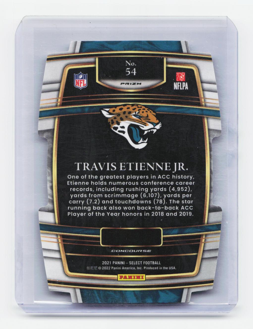 2021 Panini Select #54 Travis Etienne Jr. Silver Prizm Die Cut