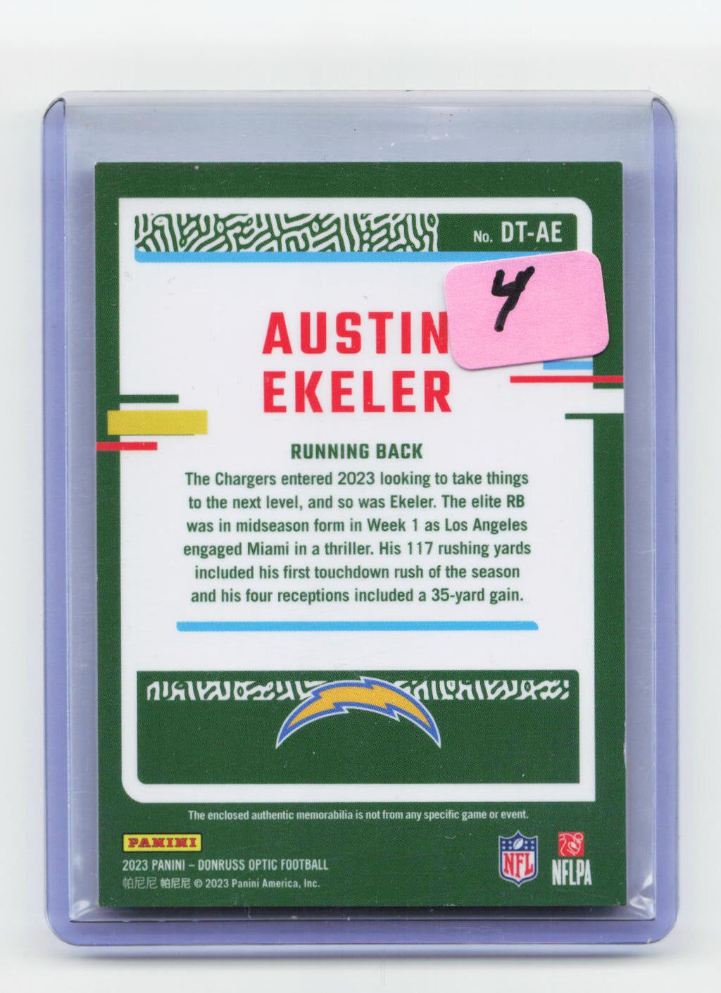 2023 Donruss Optic #DT-AE Austin Ekeler Donruss Threads Blue Hyper
