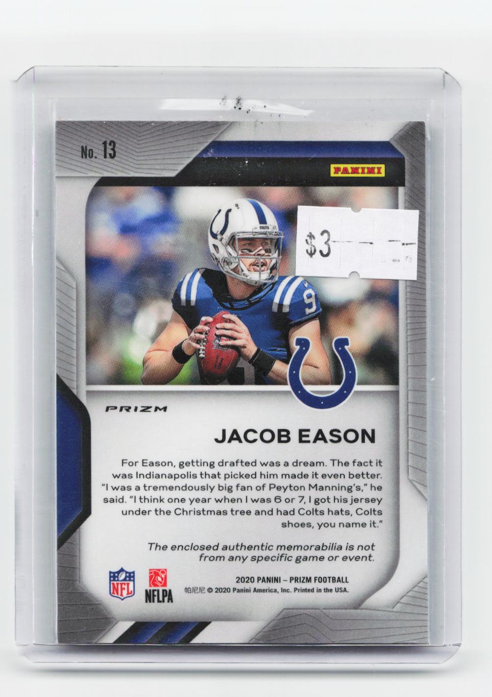 2020 Panini Prizm #13 Jacob Eason Premier Jerseys Pink