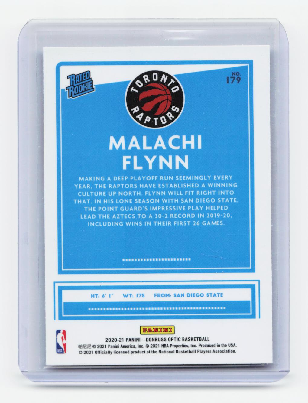 2020-21 Donruss Optic #179 Malachi Flynn