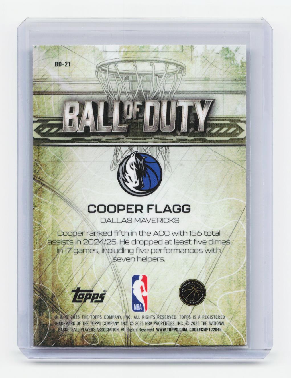 2025-26 Topps Chrome #BD-21 Cooper Flagg Ball of Duty