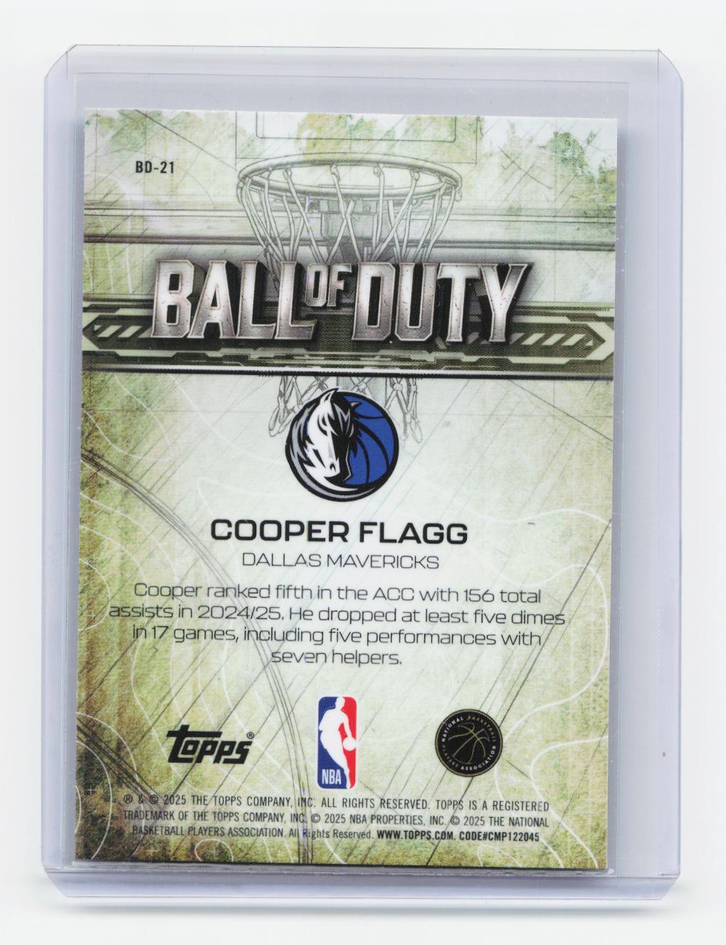 2025-26 Topps Chrome #BD-21 Cooper Flagg Ball of Duty