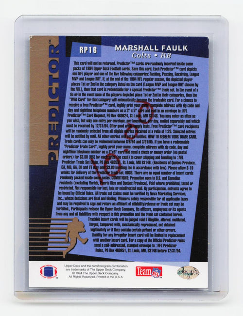 1994 Upper Deck #RP16 Marshall Faulk Predictors: League Leaders