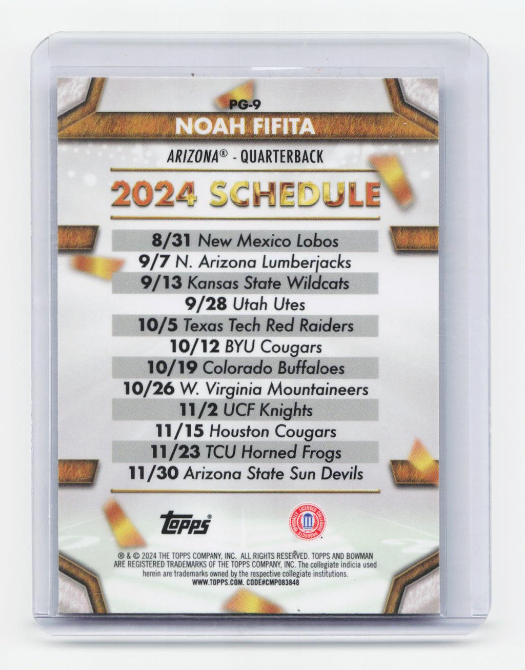 2024 Bowman University Chrome #PG-9 Noah Fifita Path To Glory