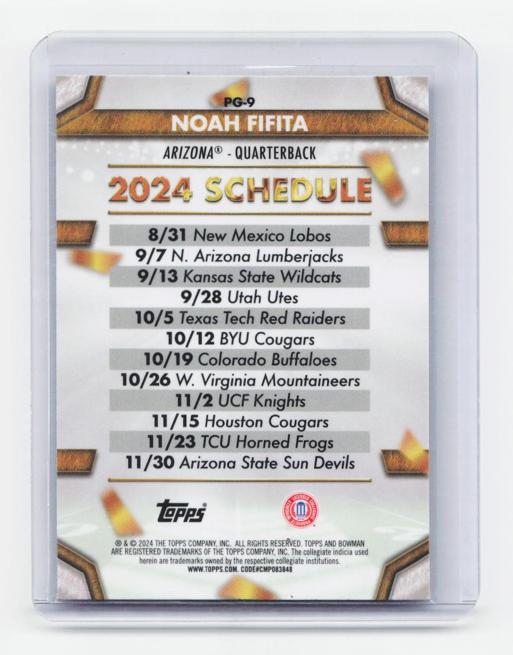 2024 Bowman University Chrome #PG-9 Noah Fifita Path To Glory