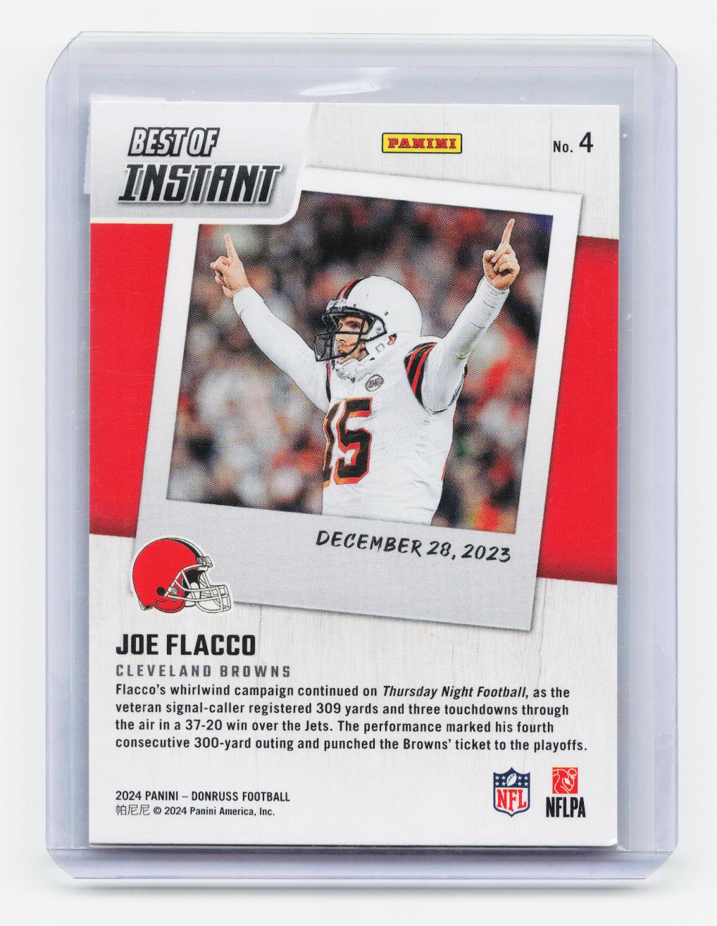 2024 Donruss #4 Joe Flacco Best of Panini Instant