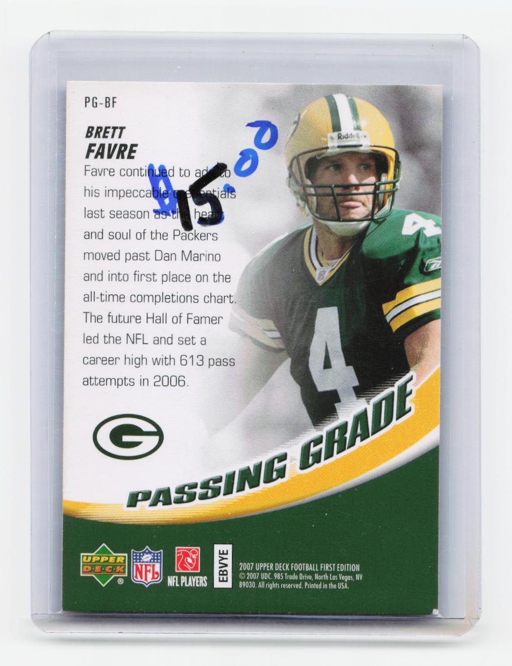 2007 Upper Deck First Edition #PG-BF Brett Favre Passing Grade