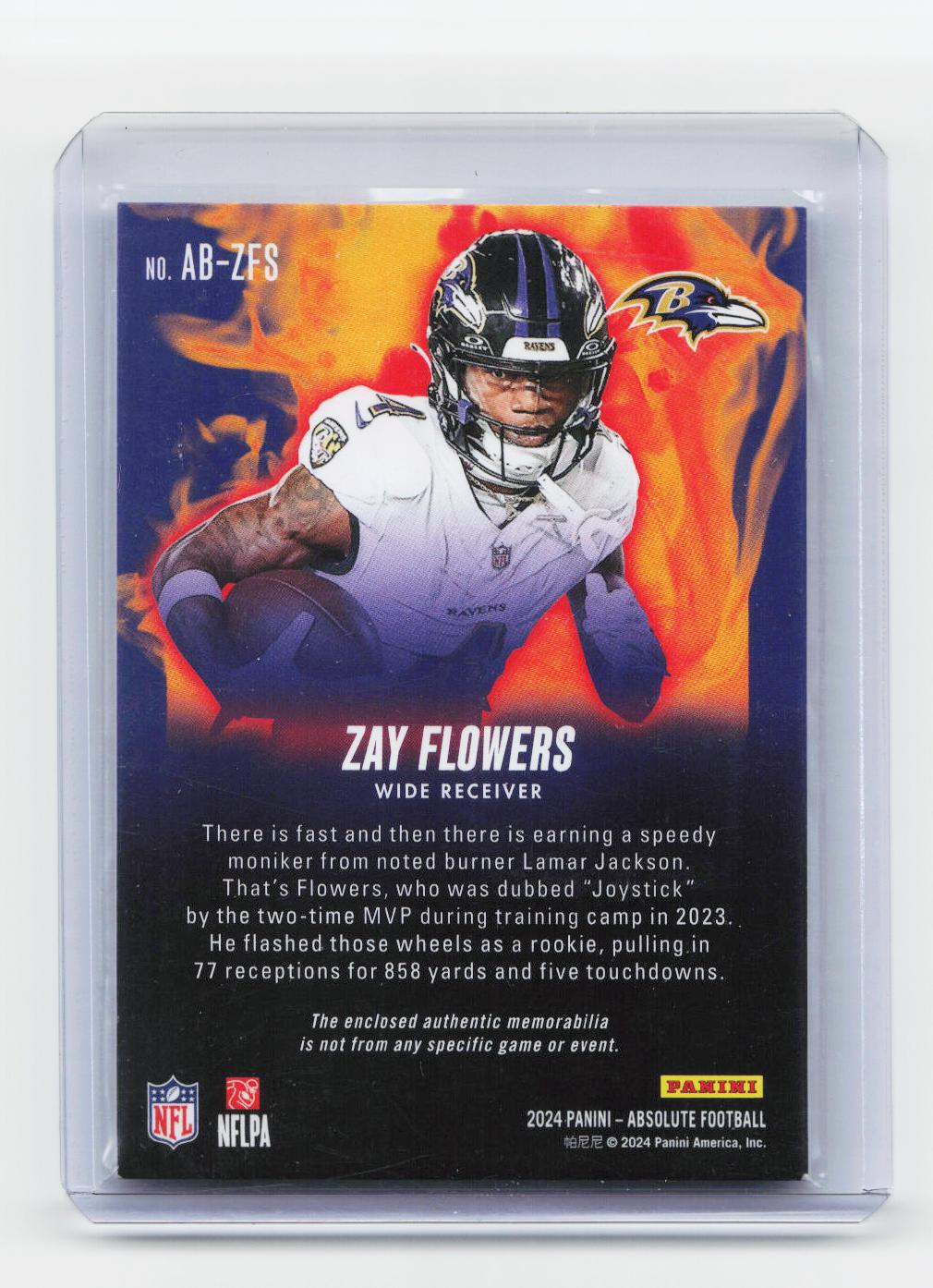 2024 Panini Absolute #AB-ZFS Zay Flowers Absolute Burners