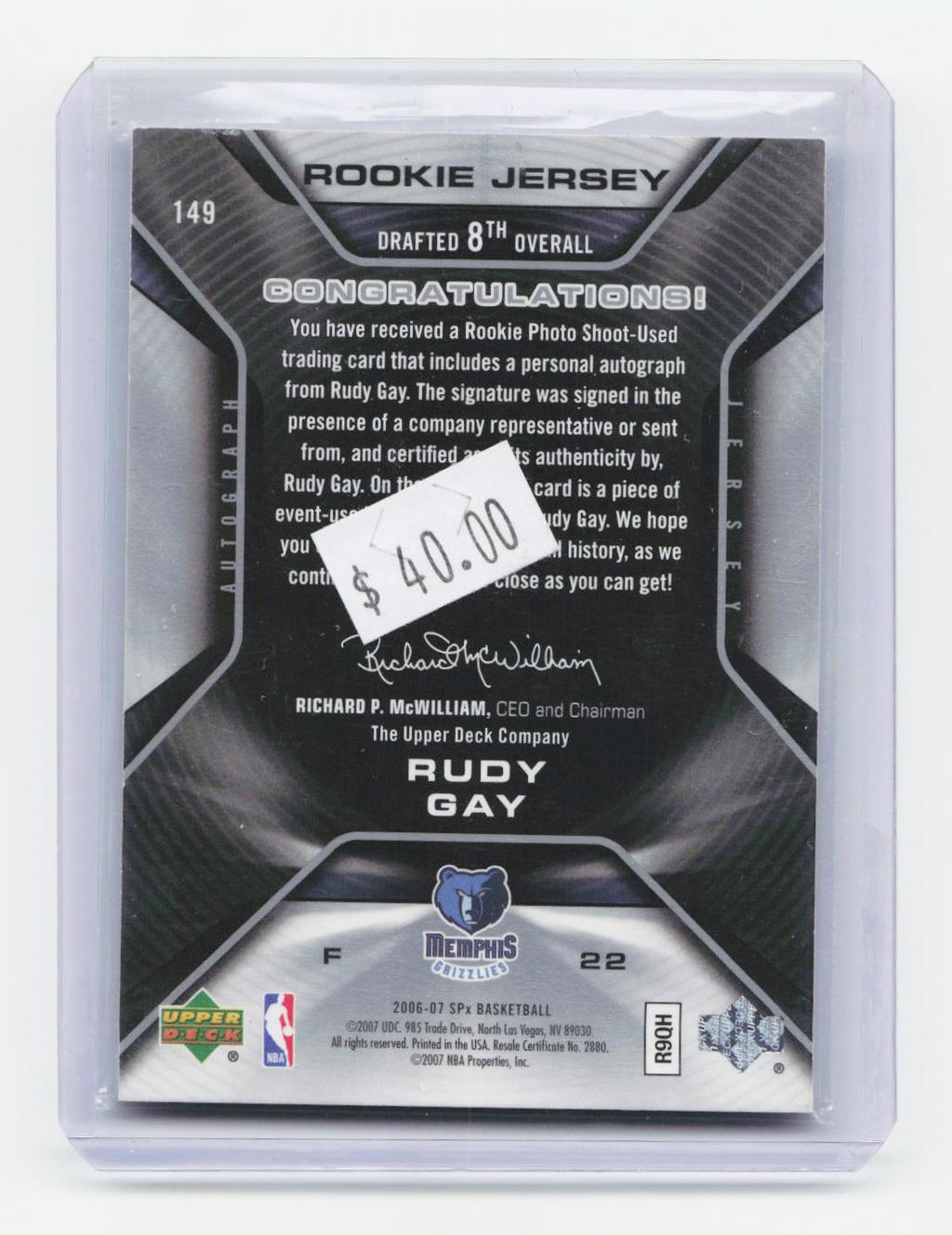 2006-07 SPx #149 Rudy Gay #/1199