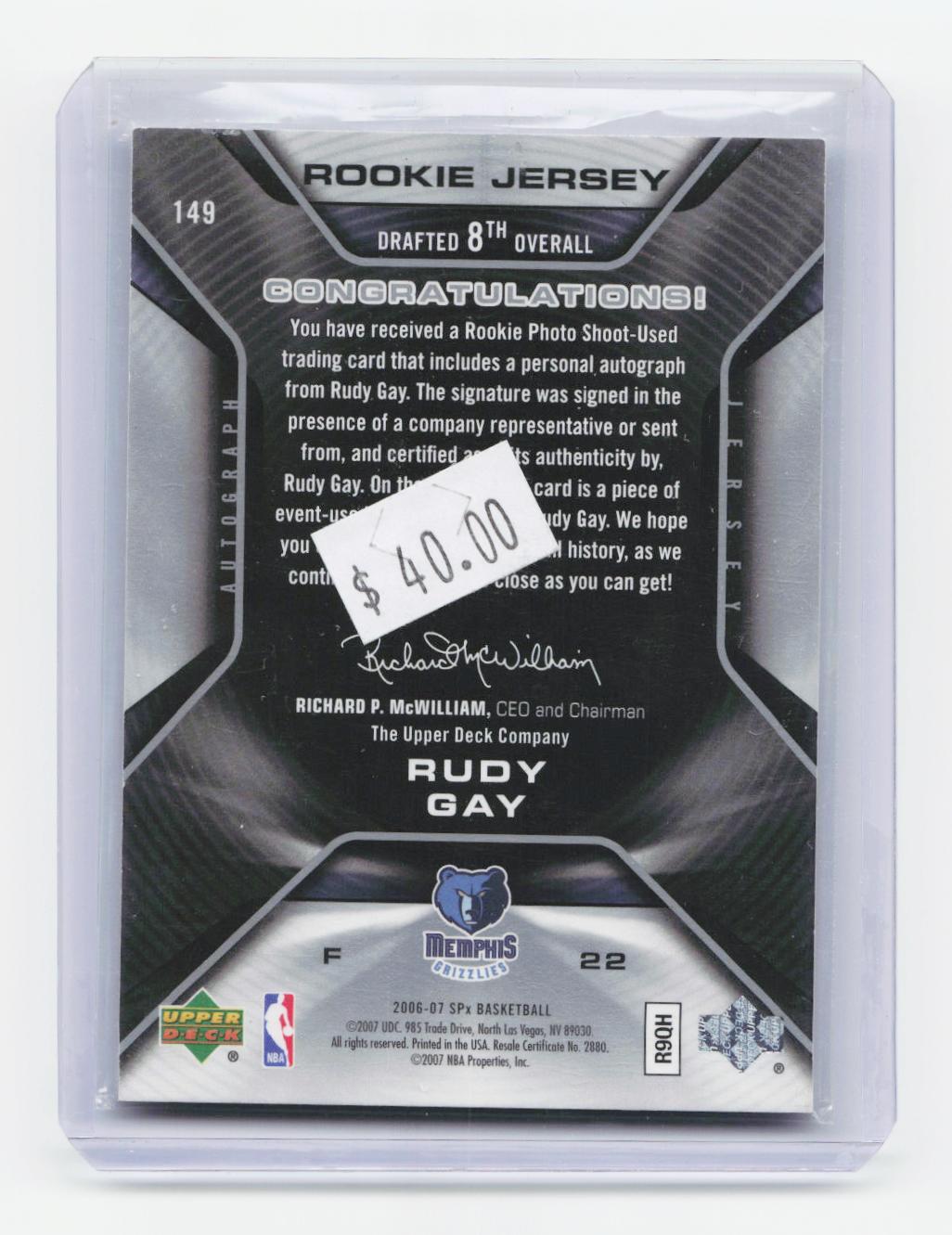 2006-07 SPx #149 Rudy Gay #/1199