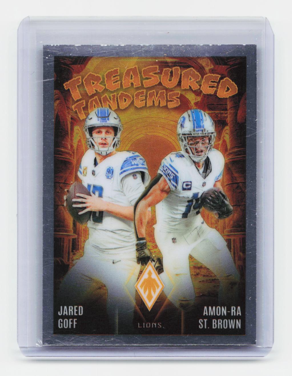 2024 Panini Phoenix #TT-DET Amon-Ra St. Brown / Jared Goff Treasured Tandems