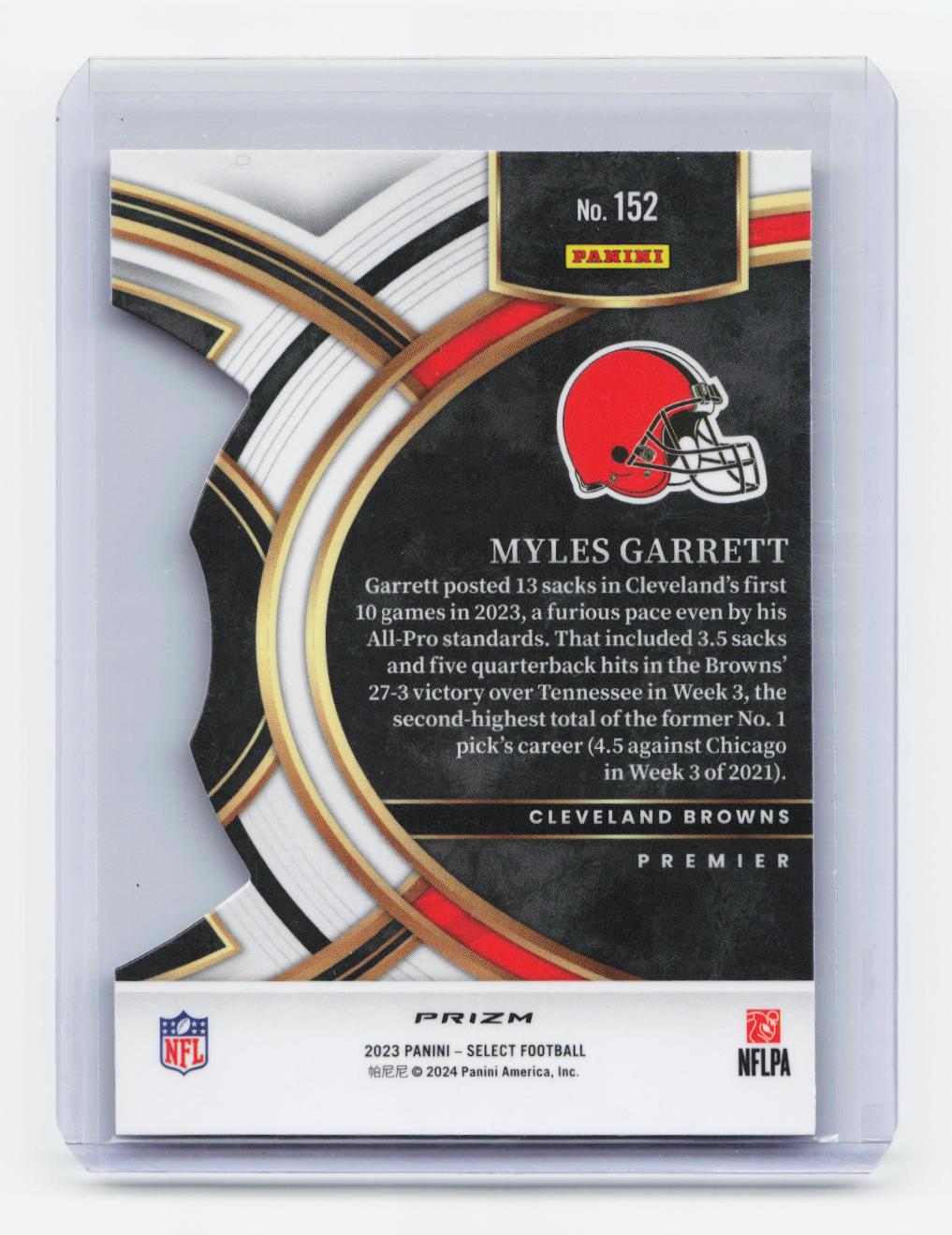 2023 Panini Select #152 Myles Garrett Red and Blue Prizms Die Cuts