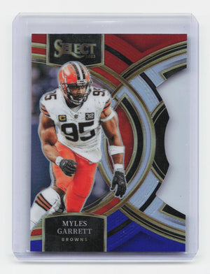 2023 Panini Select #152 Myles Garrett Red and Blue Prizms Die Cuts
