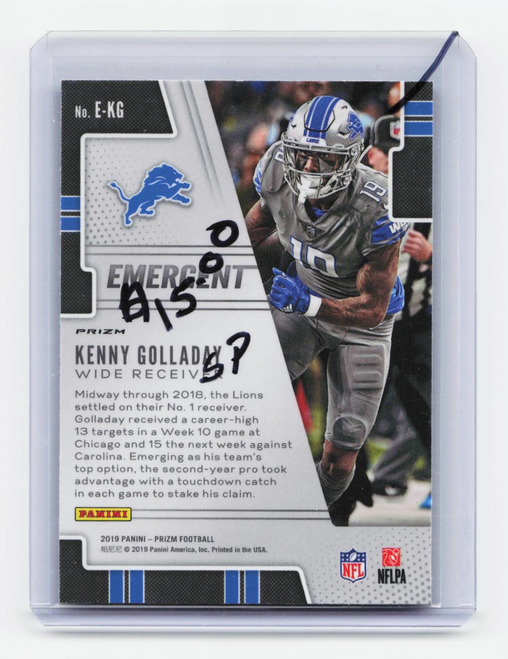 2019 Panini Prizm #E-KG Kenny Golladay Emergent Prizms Green