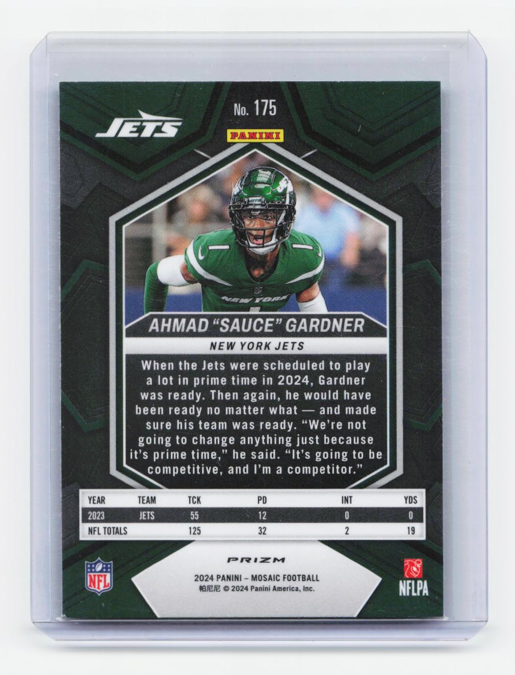 2024 Panini Mosaic #175 Ahmad "Sauce" Gardner Mosaic Green
