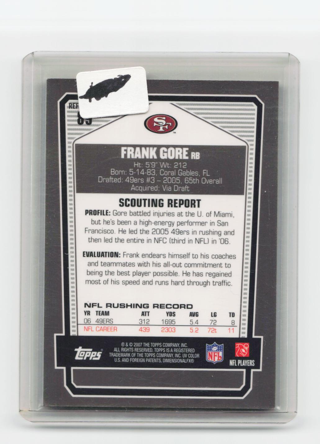 2007 Topps Draft Picks & Prospects #89 Frank Gore Chrome Black Refractors