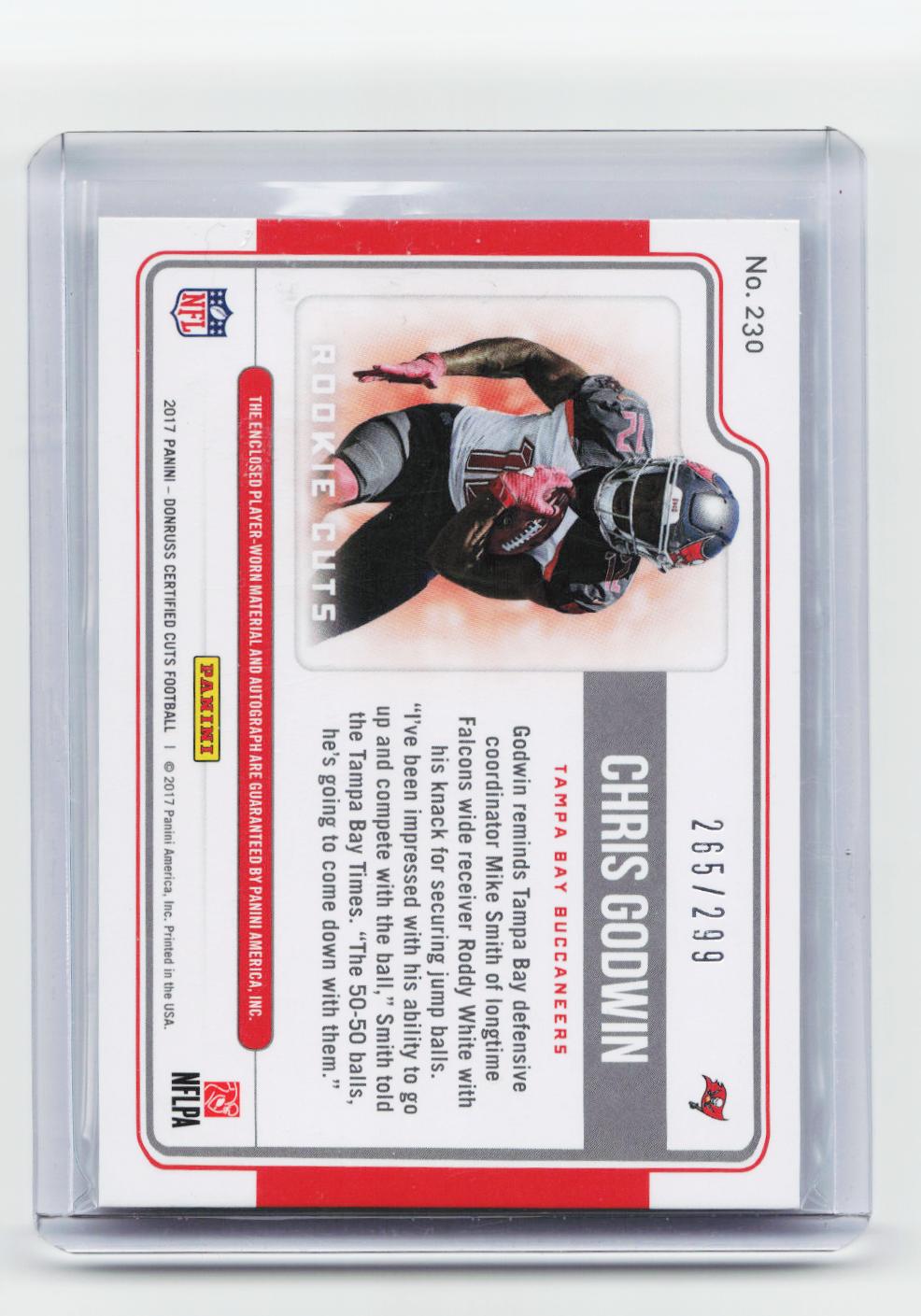 2017 Donruss Certified Cuts #230 Chris Godwin Rookie Cuts #/299