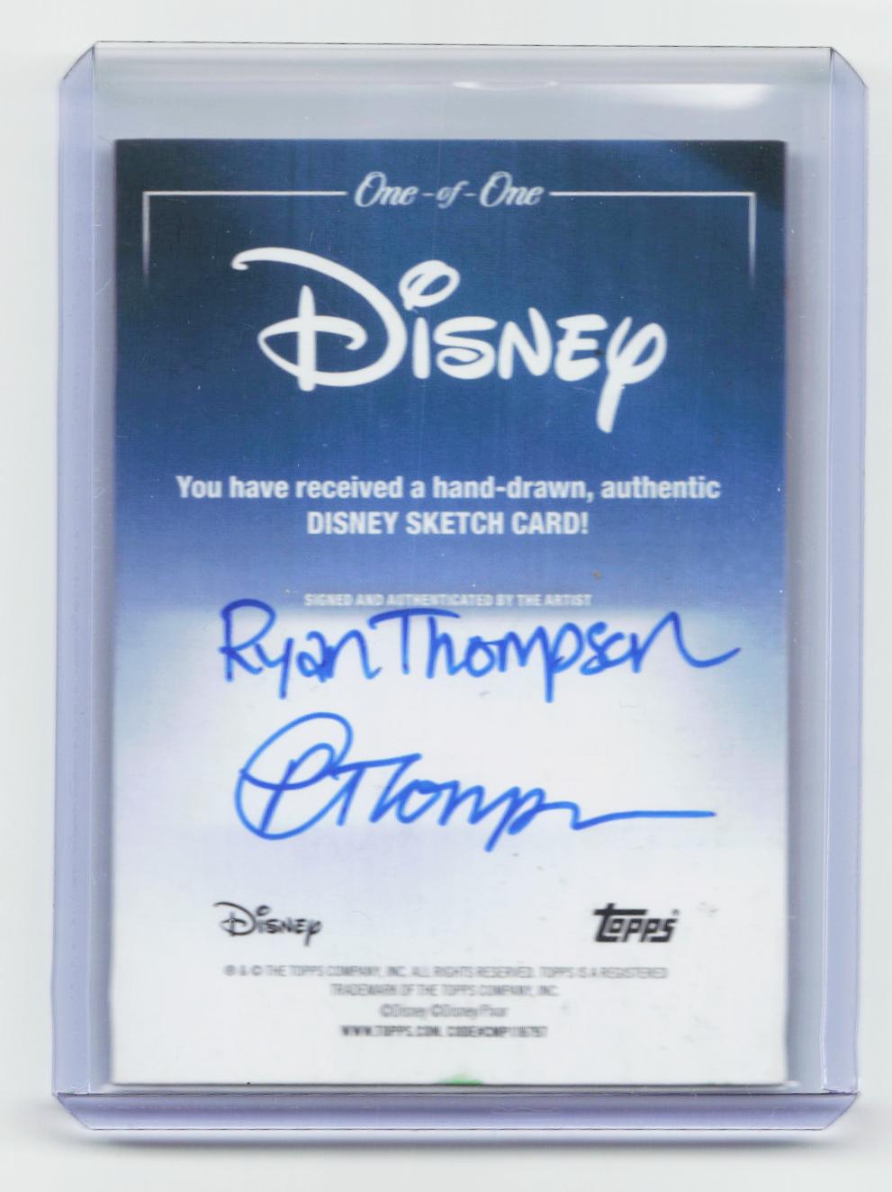 2026 Topps Chrome Disney Nick Wilde Card One of One - Ryan Thompson Sketch
