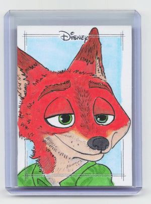 2026 Topps Chrome Disney Nick Wilde Card One of One - Ryan Thompson Sketch