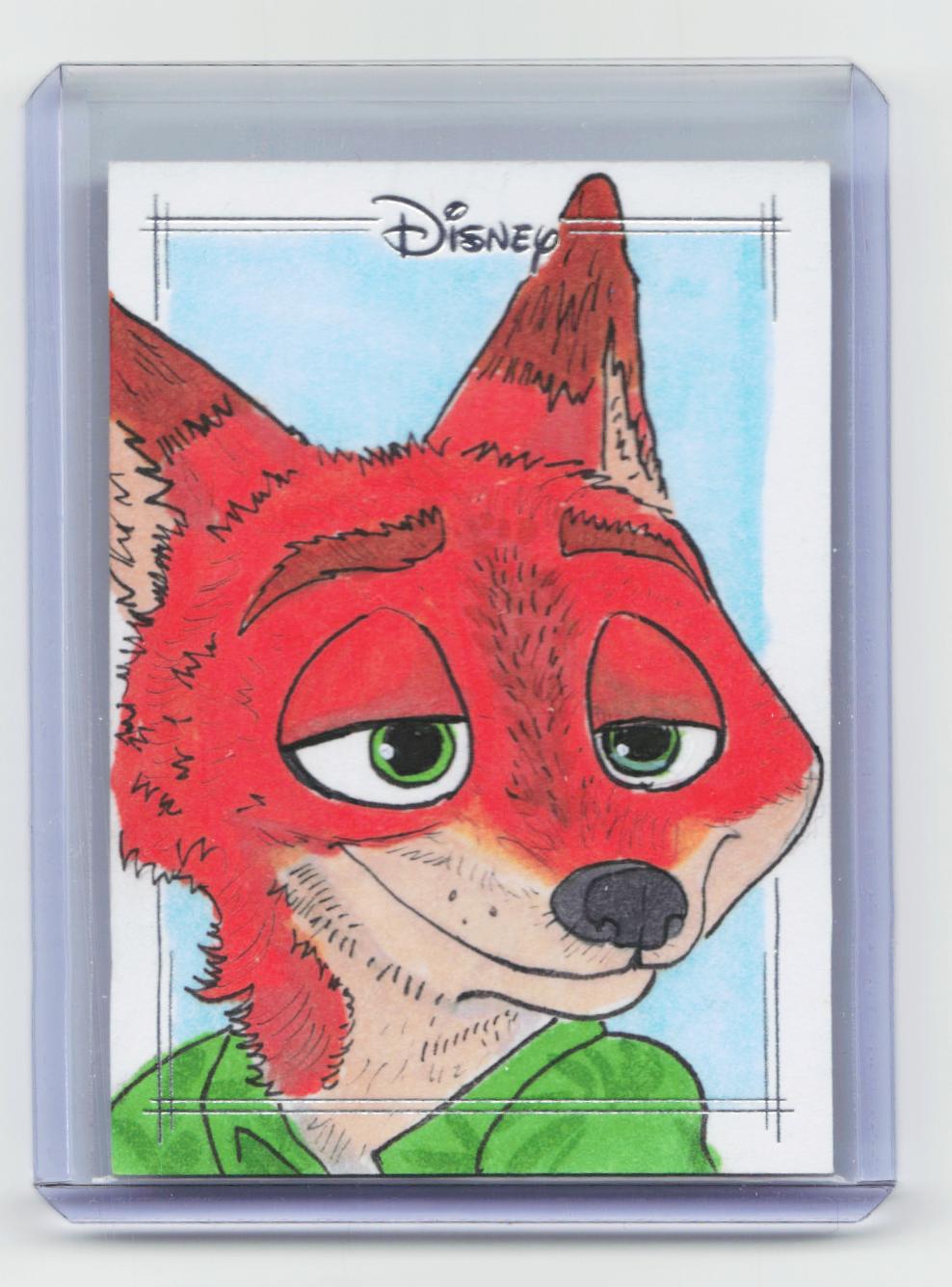 2026 Topps Chrome Disney Nick Wilde Card One of One - Ryan Thompson Sketch